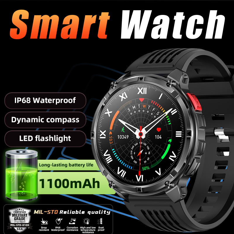 Outdoor Sport Day - Montre connectée avec batterie 1100mAh, boussole,